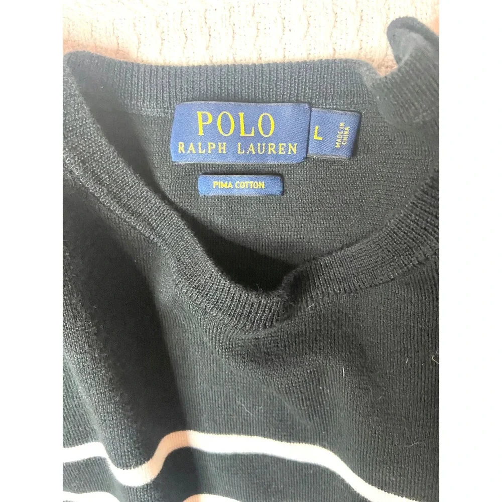 Polo Ralph Lauren Pima Cotton Striped Luxury Crewneck Sweater Large